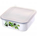 Лоток 1л квадратный, с пластиковой крышкой