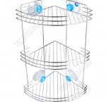 .БРИЛЛИАНТ синий Полка углов.3-х ярус,19х19 h40см,хром.сталь,камни,на 4 присос.(6)