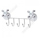 .КРАН Вешалка с 5крюч 24,5х9см,мет,хром,на присоск (1)