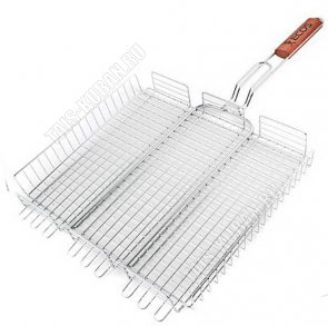 Решетка глубок 40х35х5см, дерев.ручк, хромир.сталь ECOS (12) 