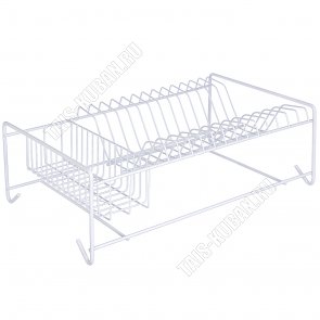 Сушка д/посуды на 13 тар.(40х24см h12см) +д/стол.приб,окраш.белый,пласт.поддон 