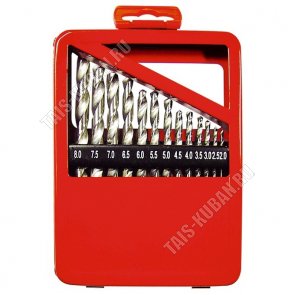 Н-р сверл по металлу 13шт, 2-8 мм (через 0,5 мм), HSS, метал.короб 