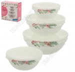 Салатник набор 4пр кругл с пласт.крышкой (0,23/0,35/0,65/1,1л) 