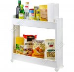 Этажерка 2-х яр (50х14 h45см) узкая,на колес,прямоуг, белый (6)