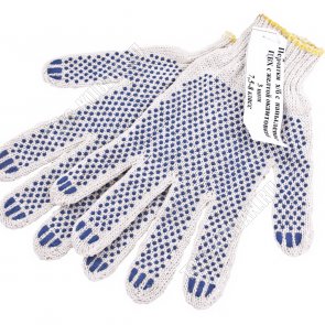 Перчатки  ХБ 8класс 4 нити рабочие,с ПВХ точк,бел (10/200) 