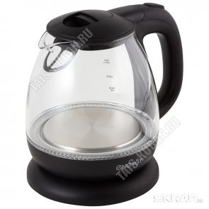 Чайник стекло 1,0л 1100Вт диск,подсвет,автооткл,защ.от перегр ЧЕРНЫЙ (8) 