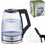 Чайник стекло 1,8л 2200Вт, стальной/черный (8)