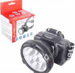 Фонарь налобн (аккумулят) 9LED 0,66Вт,дневн.6600К,герметичн.Li-ion 500mA/h 4В (в комп-те) 2режима (5) 