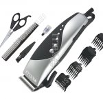 Машинка д/стрижки (сеть) 45Вт, 4 уровня длины(3-12мм),лезв.нерж.ст,петля д/подвеш,парикм.н-р. цв.микс (бронза/серебро) (12)