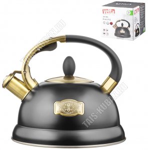 Чайник нержавеющая сталь 2,7л со свистком,чёрный (12) 