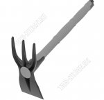 Мотыжка комбинированная 3 зубый рыхлитель+тяпка, черенок L40,5см, пластик, цвет серый/черный (30)