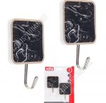 Vetta Крючок самоклейющийся, пластик+металл, н-р 2шт белый мрамор на черном (6х6см) квадрат (24)