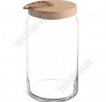 Банка (ф.цилиндр) 1,13л с бамб.крышкой+петля б/уп 
