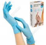 Перчатки НИТРИЛОВЫЕ (голубой) н-р 100шт,р-р M (10)