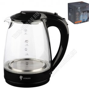 Чайник стекло.1,7л 2200Вт, черный (12) 