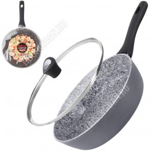 Gray Granite Сковорода d28 h6,5см с крышкой (6) 