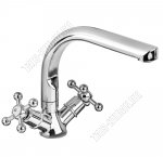 Смеситель для кухни 2-х рычажный, поворотный, высокий излив h24,5 L20см