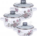 Весенний романс/Арабские цветы Н-р кастрюль 3шт (ф.сфера 1,5/2,0/4,0л) белый,инд.дно,стекл.крыш,пласт.руч/кноп