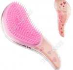Расческа для волос (15х5,5см) форма капля, блестки, розовый (12).