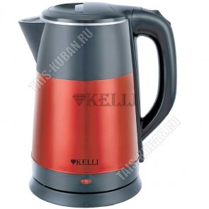 Чайник нержавеющий+пластик 1,8л 2200Вт диск, двойные стенки, автоотключение,защита без воды,вращение на 360°,красный(12) 