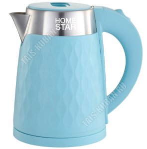 Чайник пластик+нержавеющая сталь 1,7л 1500Вт диск,рельефный корпус, голубой (12) 