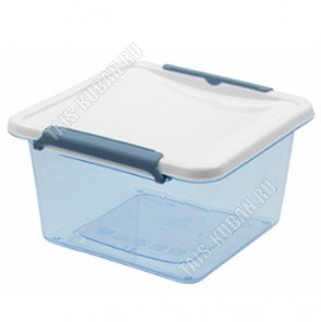 Контейнер квадр,прозр.голуб 0,85л крыш.бел,на 2защ (14х14 h6,5см) (20) 