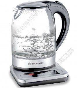 Чайник стекло 1,7л 2200Вт диск,сенсорн.панель,сереб/черный 