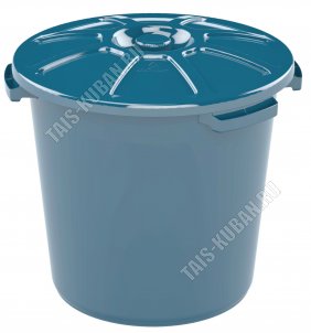 Бак д/мусора 60л синий (d53,5 h48,5см) с сер.крыш. (5) 