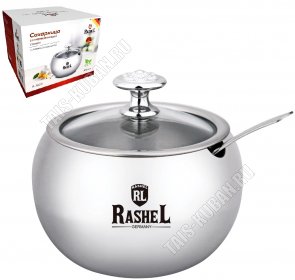 Сахарница из нержавеющей стали 500мл d12см с ложкой (12) 