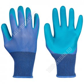 Перчатки д/сад.работ 9 разм (L) полиэстер+резина-ладонь,синий (240) 