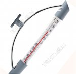 Термометр уличный окон, на липучке (L23х2,5см) стекло,вращ-ся метал креплен,блистер