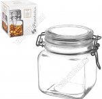 KREMLIN Банка 0,74л со стекл.гермет.крышкой и метал.клипсой (ф.квадр)п/уп