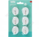 Vetta Крючок самоклей, пластик+металл, набор 6шт белый (2,5х3,5см) (10)