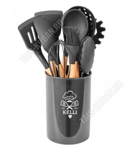 Кухонный н-р 12пр.в стакане d13 h15см,черный 