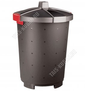 Бак д/мусора 65л крыш.на защелк черн (d49 h70см) Бытпласт (5) 