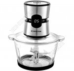 Измельчитель 800Вт 3ск,стекл.чаша 2л,4 нерж.лезвия,LED-дисплей,корпус пласт+нерж,антивибр.ковр,лопатк.в ком-те,чёрный/серебро (12)