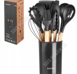 Кухонный н-р 12пр в стакане d10 h13см,черный (24) 