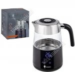 Чайник пластик+стекло 1,7л 2200Вт диск,LED дисплей,сенсорн.управ,ф-ия памяти,регул.t,4реж,поддерж.t,автооткл,защ.б/воды,черный (6)