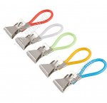 Прищепки для полотенец набор 5шт,нержавеющая сталь+пластик, с петлей (12)