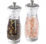 Мельница 2 в 1 для перца и соли набор 2шт 13,6х5см,керамический механизм измелчения, нержавеющая сталь+акрил,подарочная упаковка (12)