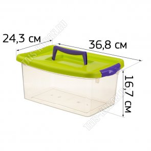 Контейнер прозр, крышка на 2защ. 9,0л (35х24 h16см) (18) 