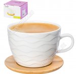 Волны /Бамбук Чай- 2пр 500мл (чашка-пиала,блюдце бамбук) п/у