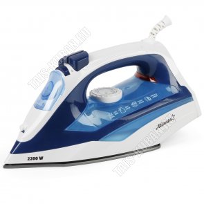 Утюг с тефлоновой подошвой 2200Вт пар 75г/вода 270мл, вертикальное отпаривание, цвет белый /синий (12) 