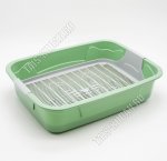 Лоток д/кошек, с сеткой, глубокий (L33х25 h11,5см) оливка/серый  (10)