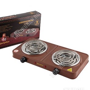 Плита эл.эмаль/2конф. ТЭН 2000Вт, терморег, цв.коричн карт/уп 