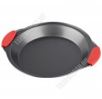 Форма д/пирога круглая d29 h3см,углеродистая сталь,толщина 0,4мм,серый,силиконовые вставки на ручках (24) 