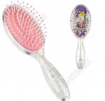 Расческа для волос (18х5см) овал ,наполнитель, прозрачный/розовый (12).