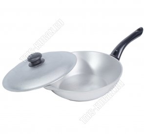 Сковорода d24 h6см с металлической крышкой и дополнительным ушком (10) 