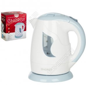 Чайник пластик 1,0л 900Вт, бел.голуб(12) 