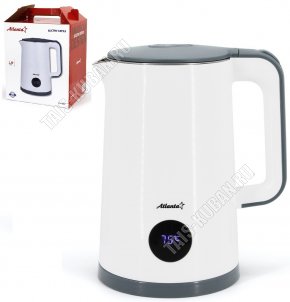 Чайник нерж. 1,8л 1800Вт диск,2-ая стенка, белый/серый (12) 